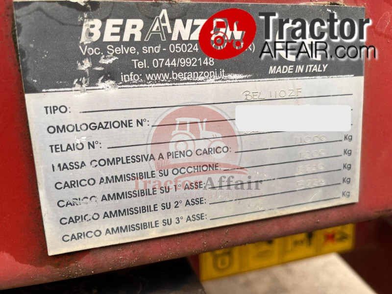 RIMORCHIO AGRICOLO BERANZONI 110 Q.LI 2 ASSI TRILATERALE -  BEL 110 ZF - Foto 9